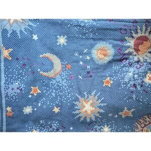 Y2K Vintage Celestial Twin Bedding Sheet Sun Moon Stars Blue Whimsigoth 90's